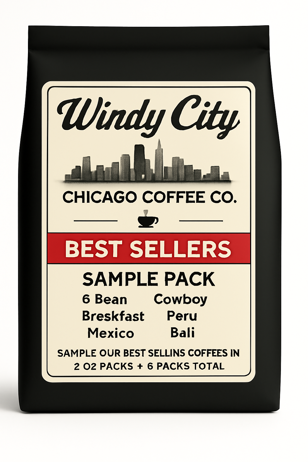 Best Sellers Sample Pack: 6Bean, Cowboy, Breakfast, Peru, Mexico, Bali